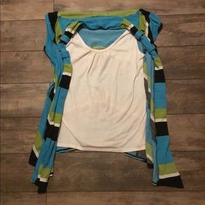 Green black blue and white girls shirt